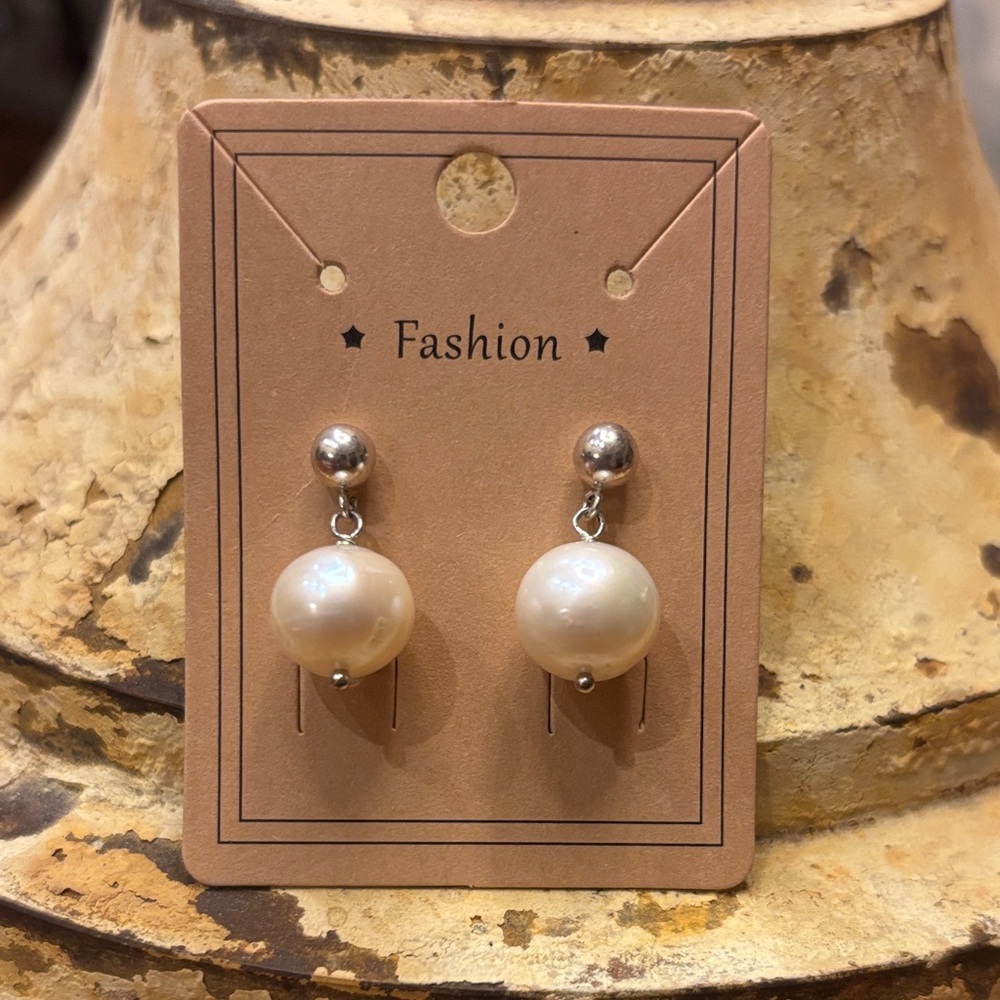 Elegant Pearl Drop Sterling Silver Earrings